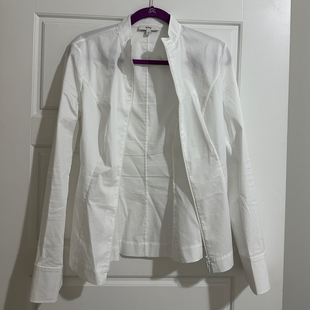 Khy Poplin Long Zip Top White
